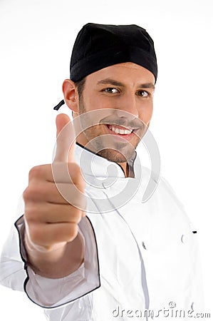 Chef showing approval sign Stock Photo