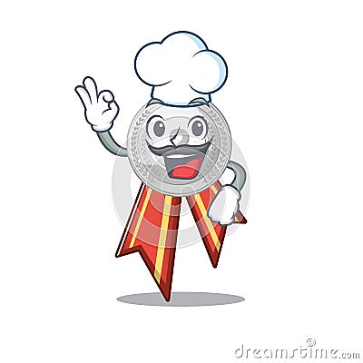 Chef silver medal isolated with the character Vector Illustration