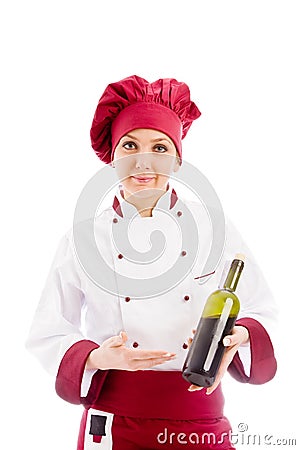 Chef Somelier with wine Stock Photo