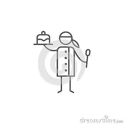 Chef, spoon, cake icon. Element of restaurant icon. Thin line icon for website design and development, app development. Premium Stock Photo