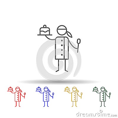 Chef, spoon, cake multi color style icon. Simple thin line, outline vector of Restaurant icons for ui and ux, website or mobile Stock Photo