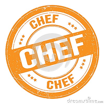 CHEF text written on orange round stamp sign Stock Photo