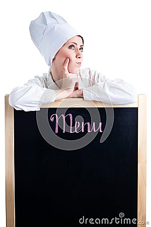 Chef thinking about lunch menu Stock Photo