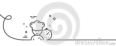 Chef time line icon. Chief-cooker sign. Continuous line with curl. Vector Vector Illustration