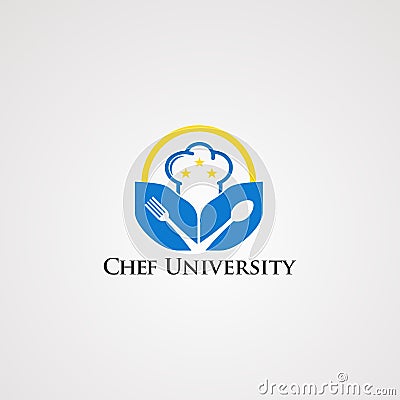 Chef university with little star and circle logo vector, icon, element, and template for company Vector Illustration