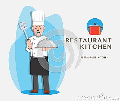 Chef Vector Illustration Design, Professional cooks Restaurant Kitchen Vector Illustration