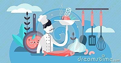 Chef vector illustration. Flat tiny professional occupation persons concept Vector Illustration