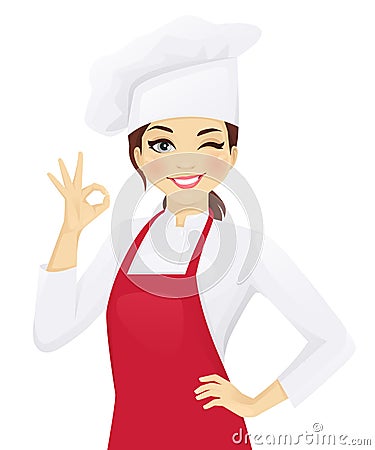 Chef woman gesturing ok Vector Illustration