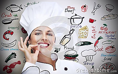 Chef woman. Stock Photo