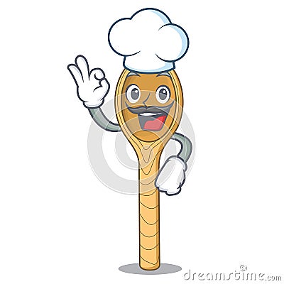 Chef wooden spoon character cartoon Vector Illustration