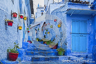 The beautiful blue medina of Chefchaouen, the pearl of Morocco Stock Photo