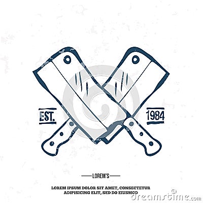 Chefs Vintage Crossed Knives T-shirt graphics print vector Vector Illustration