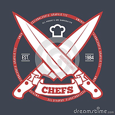 Chefs Vintage T-shirt graphics print vector Vector Illustration