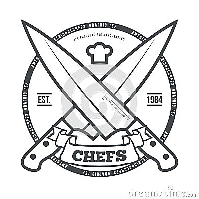 Chefs Vintage T-shirt graphics print vector Vector Illustration