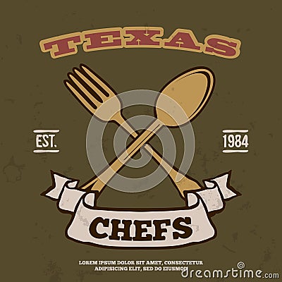 Chefs Vintage T-shirt graphics print vector Vector Illustration