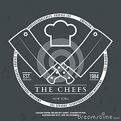 Chefs Vintage T-shirt graphics print vector Vector Illustration