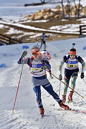 Cheile Gradistei, Roamania - January 30: Unknown competitor in IBU Youth Editorial Stock Photo