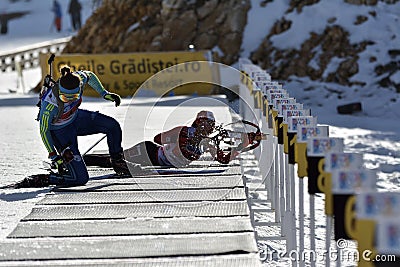 Cheile Gradistei, Roamania - January 30: Unknown competitor in IBU Youth&Junior World Championships Biathlon Editorial Stock Photo