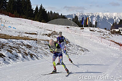 Cheile Gradistei, Roamania - January 30: Unknown competitor in IBU Youth&Junior World Championships Biathlon Editorial Stock Photo