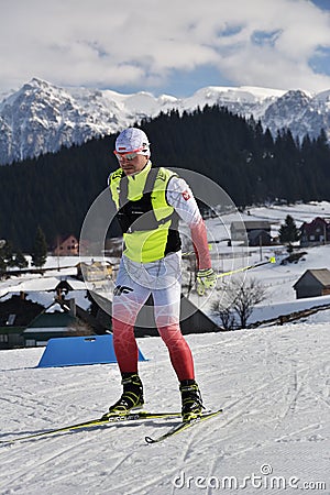 Cheile Gradistei, Roamania - January 30: Unknown competitor in IBU Youth&Junior World Championships Biathlon Editorial Stock Photo