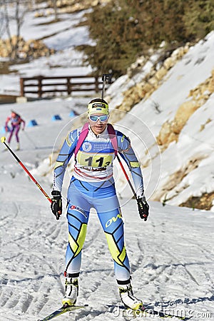 Cheile Gradistei, Roamania - January 30: Unknown competitor in IBU Youth&Junior World Championships Biathlon Editorial Stock Photo