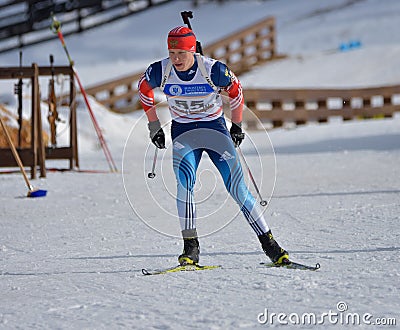 Cheile Gradistei, Roamania - January 30: Unknown competitor in IBU Youth&Junior World Championships Biathlon Editorial Stock Photo