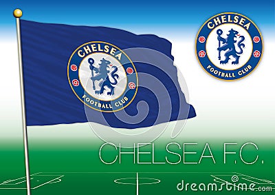 Chelsea Football Club flag and symbol Vector Illustration