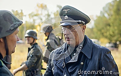 CHELYABINSK, RUSSIA - SEPTEMBER 24, 2016: Historical reenactment of World War II, German officer Editorial Stock Photo