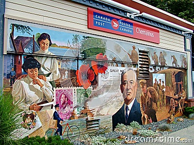 `Lest We Forget` This mural is part of the Chemainus Festival of Mura Editorial Stock Photo