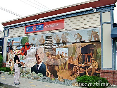 `Lest We Forget` This mural is part of the Chemainus Festival of Mura Editorial Stock Photo