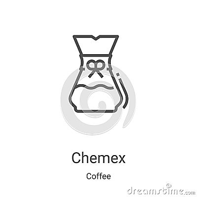 chemex icon vector from coffee collection. Thin line chemex outline icon vector illustration. Linear symbol for use on web and Vector Illustration