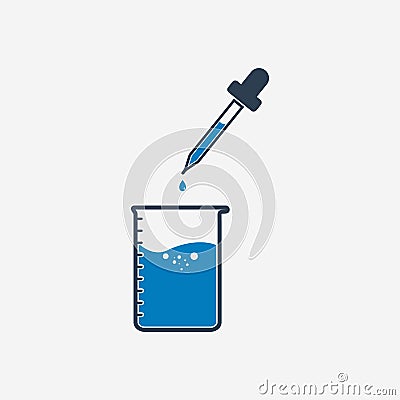 Chemical Beaker and Pipette Icon. Vector Illustration