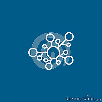 Chemical Bond Line Icon On Blue Background. Blue Flat Style Vector Illustration Vector Illustration