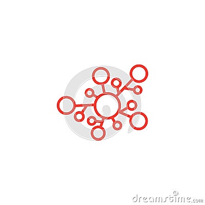 Chemical Bond Line Red Icon On White Background. Red Flat Style Vector Illustration Vector Illustration