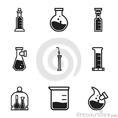 Chemical bottle icon set, simple style Vector Illustration