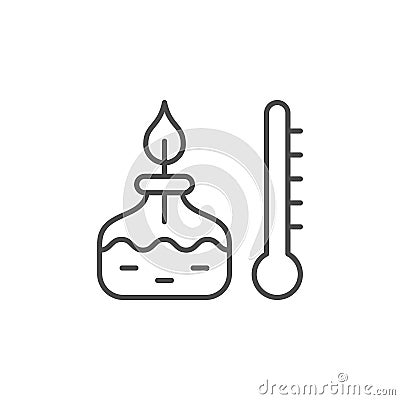 Chemical burner line outline icon Vector Illustration