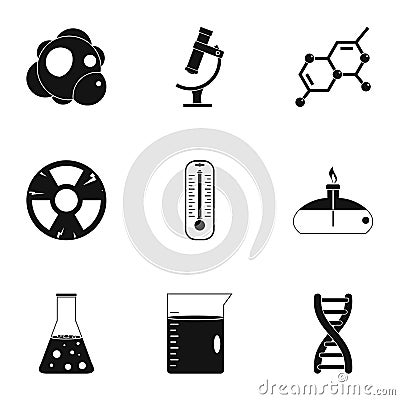 Chemical experience icon set, simple style Vector Illustration