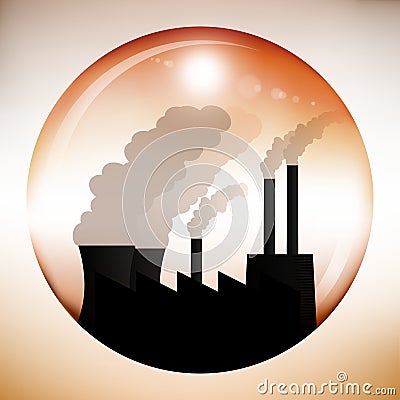 Chemical factory inside red sphere Stock Photo