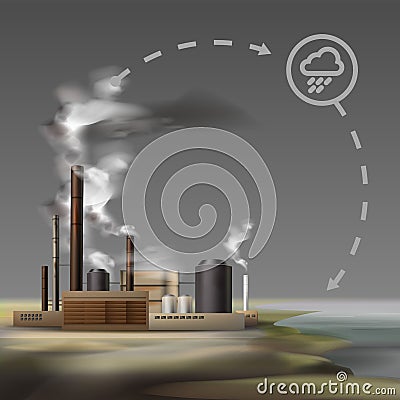 Chemical factory smoke Vector Illustration