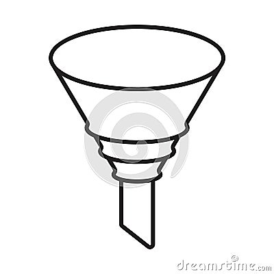 Chemical filter funnel line art icon for apps and websites Vector Illustration