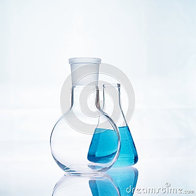 Chemical flask. Chemical vessels. Stock Photo