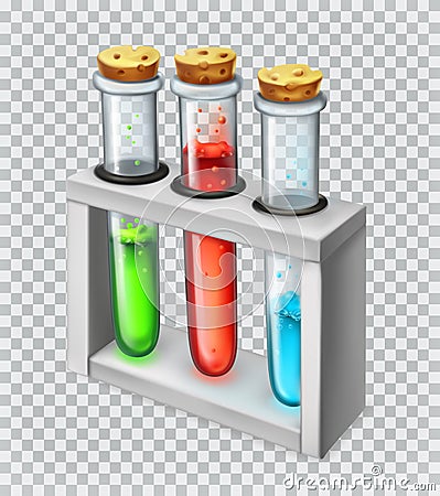 Chemical flask, test tube. Vector icon Vector Illustration