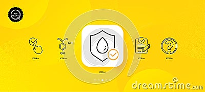 Chemical formula, Checkbox and Rfp minimal line icons. For web application, printing. Vector Vector Illustration