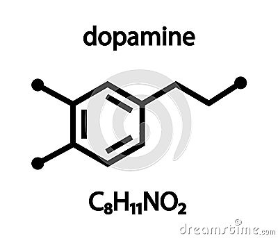 The chemical formula of dopamine. Vector. Vector Illustration
