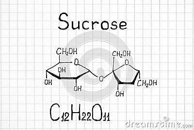 Chemical formula of Sucrose Stock Photo