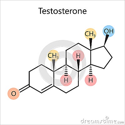 Chemical formula testosterone male hormone science Cartoon Illustration