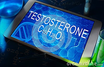 The chemical formula of testosterone Stock Photo