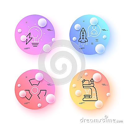 Chemical hazard, Microscope and Startup minimal line icons. For web application, printing. Vector Vector Illustration