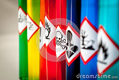 Chemical hazard pictograms Toxic focus Stock Photo