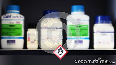 Chemical Hazard Sign pictogram, Globally Harmonized System of Classification and Labelling of Chemicals GHS Flammable substance Stock Photo